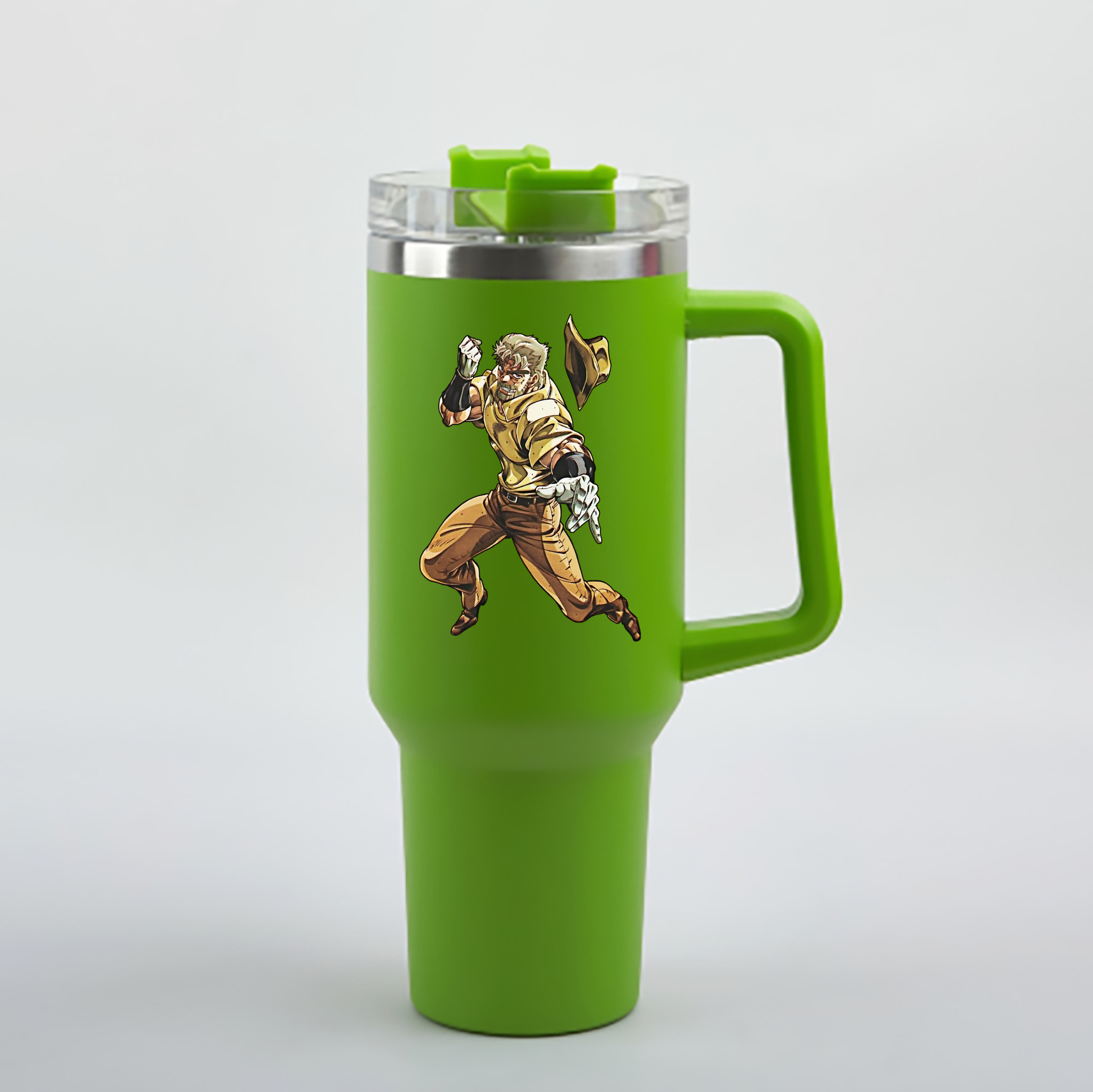 （画像用） ジョジョの奇妙な冒険 ジョセフ?ジョースター JoJo's Bizarre Adventure Joseph Joestar 1200mL車用タンブラー - クリスタルステッカー（プラスチックストロー付き）